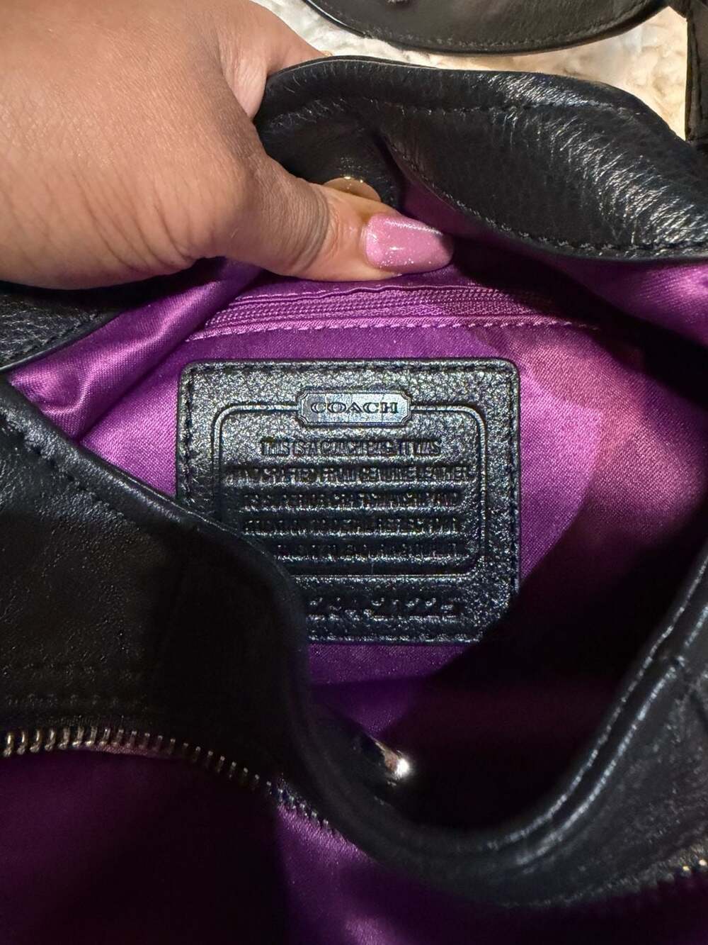 Coach Black Pebbled Leather Julia Hobo Bag with Silver Hardware - Picture 6 of 7